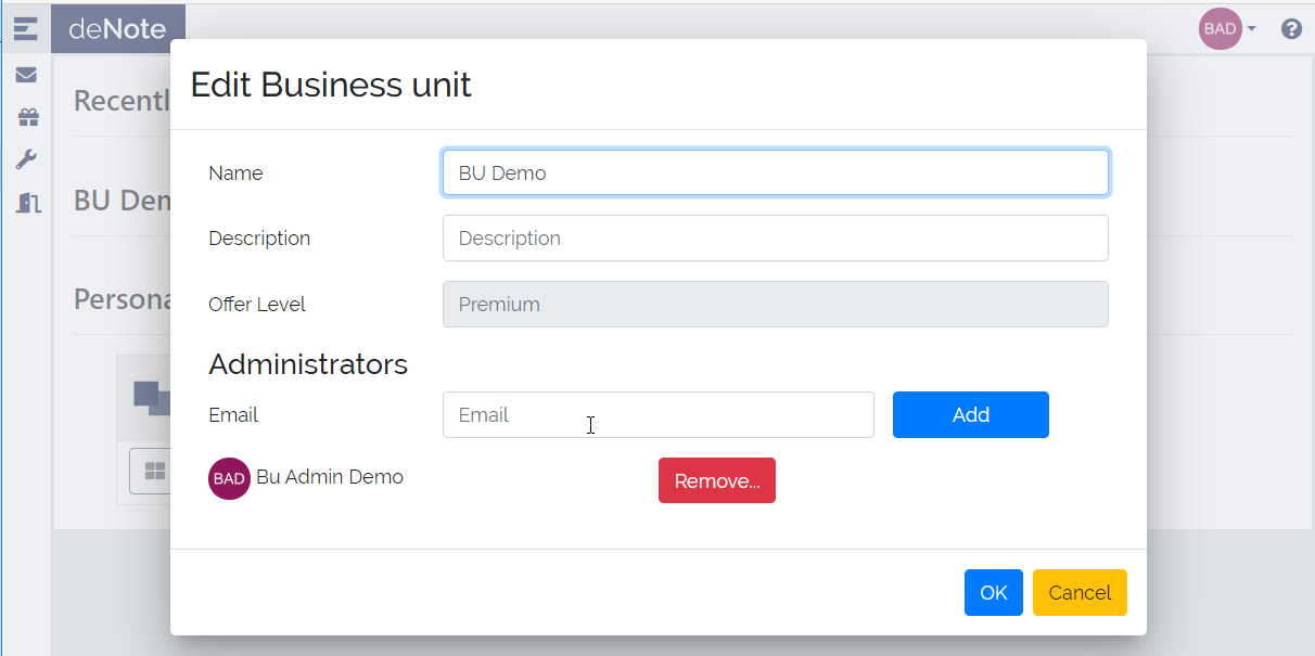 Edit your Billing Unit